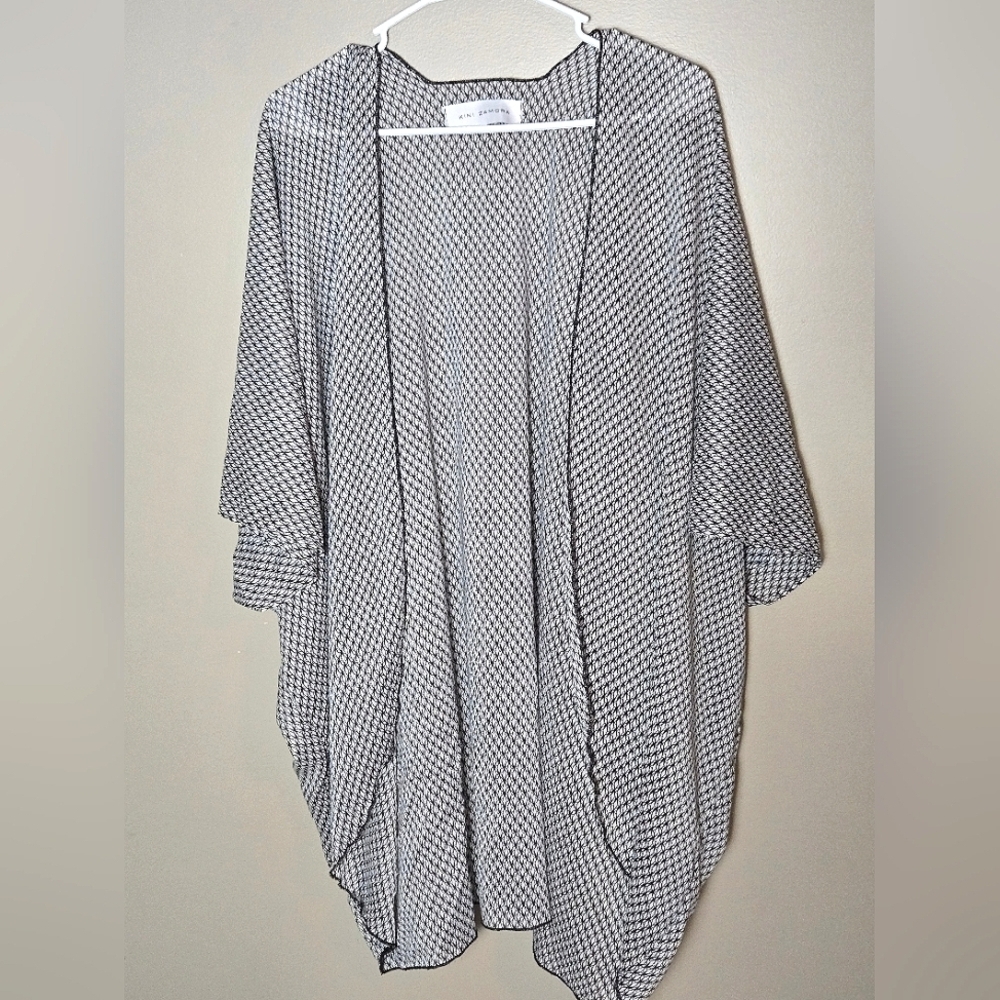 Kini Zamora Designer Scissor Print Kimono Duster | Runway-Style Boho Cover-Up